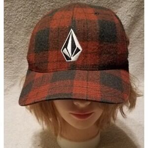 Volcom Plaid Baseball Hat Cap Snowboarding Skater‎ Surfer Skier Red/Brown/Black